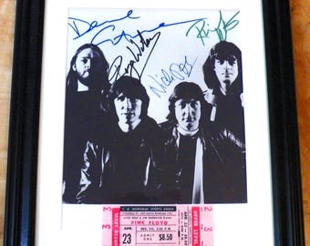 Pink Floyd, Roger Waters Reproduction Autograph Photo Ticket Display
