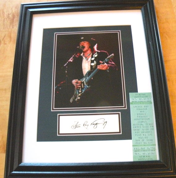 Stevie Ray Vaughan 1989 Framed Photo, Ticket & Autograph Reproduction