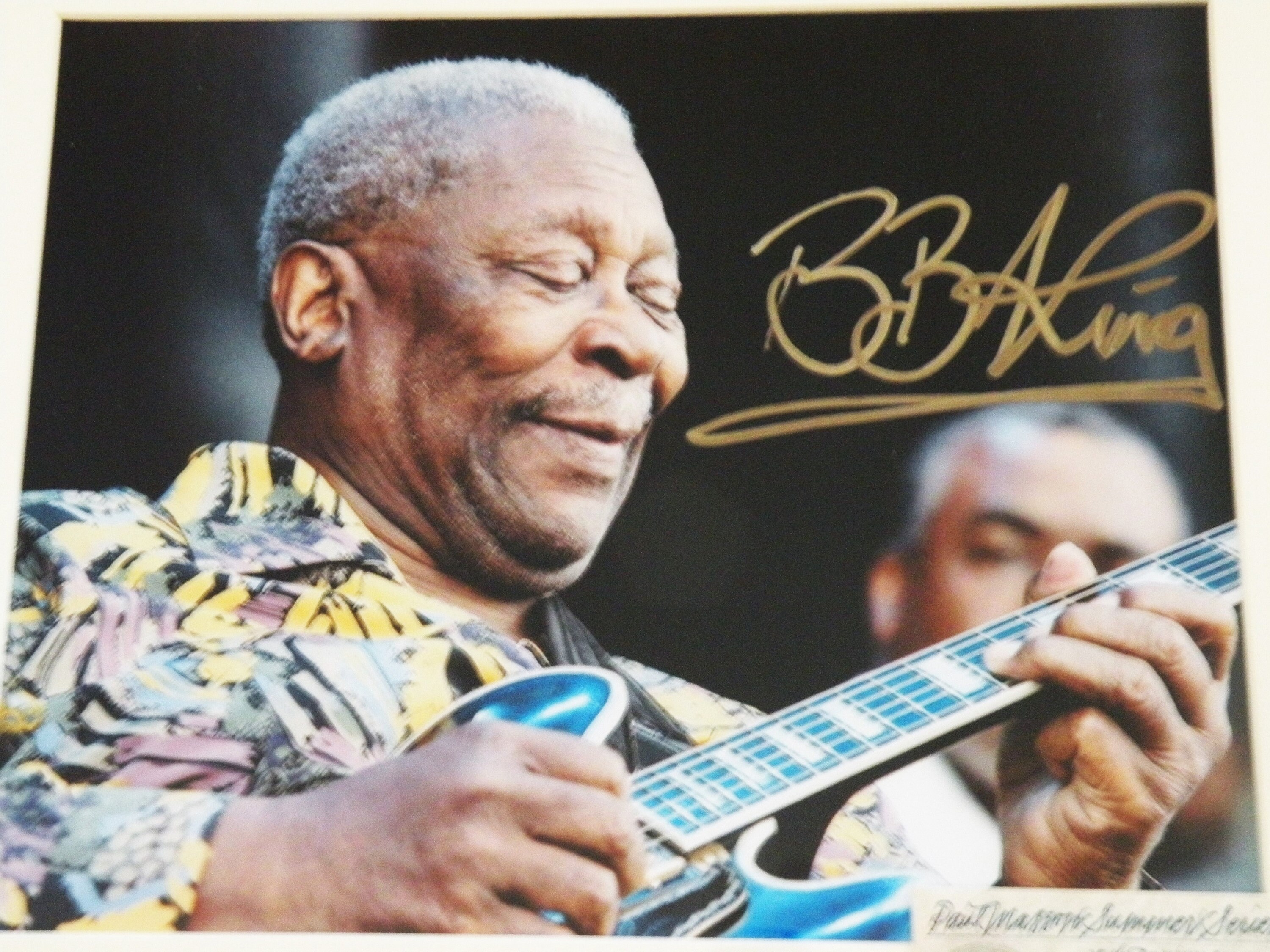 BBキングの高品質ガラスフレーム複製サイン、写真、チケット伝説