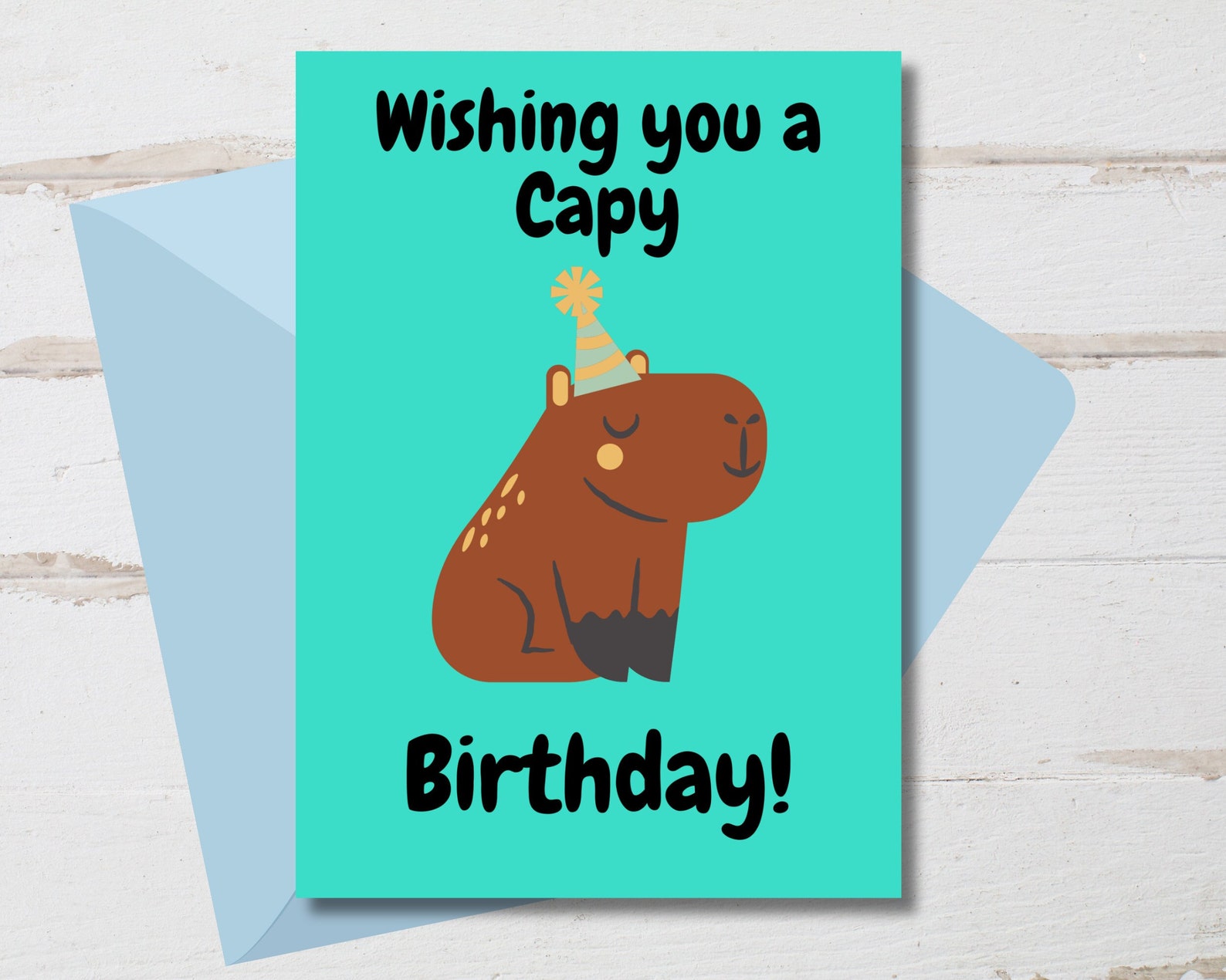 Printable Birthday Card With Funny Capybara | Funny Printable Digital ...
