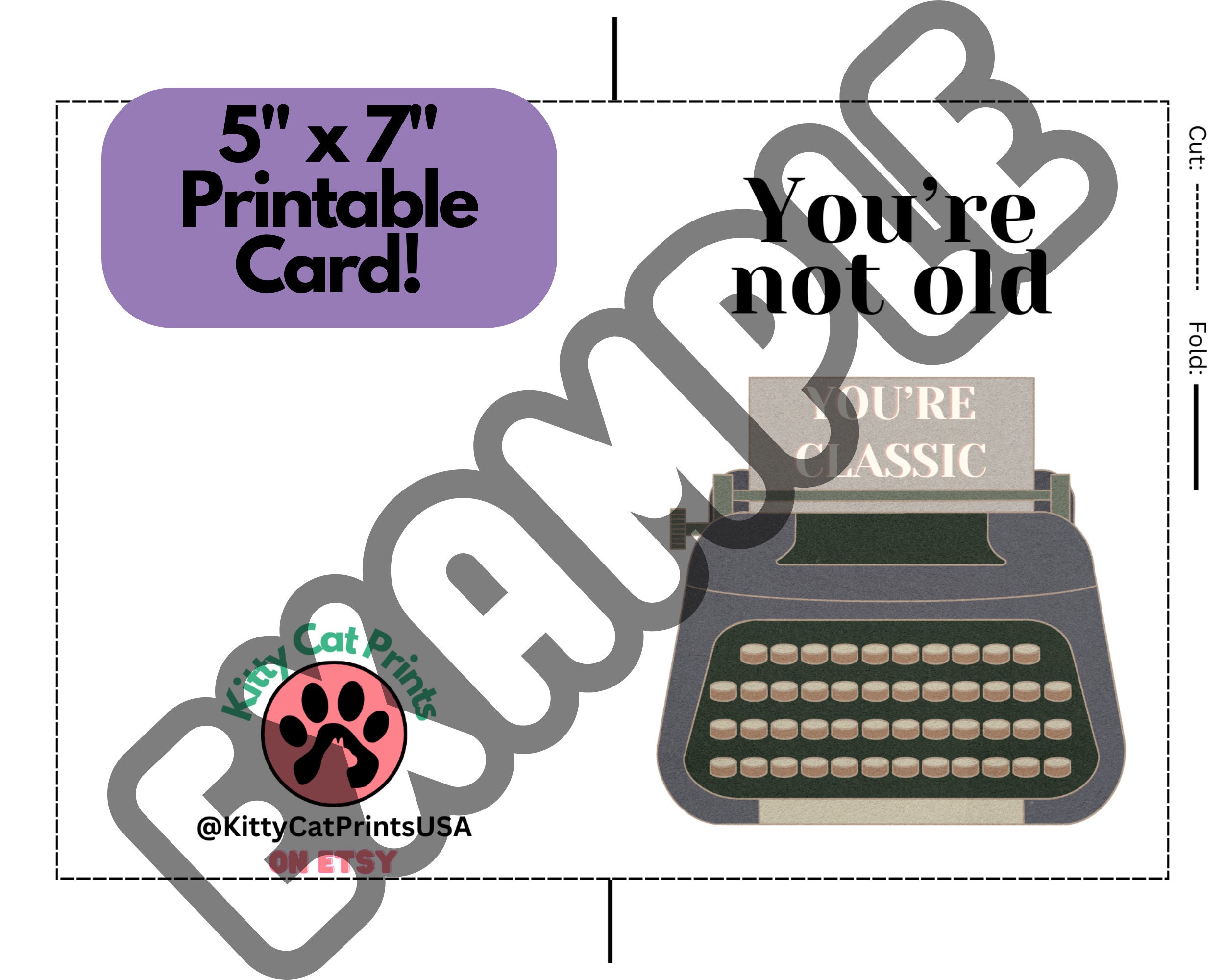 Printable Birthday Card With Funny Typewriter Joke Hilarious Digital
