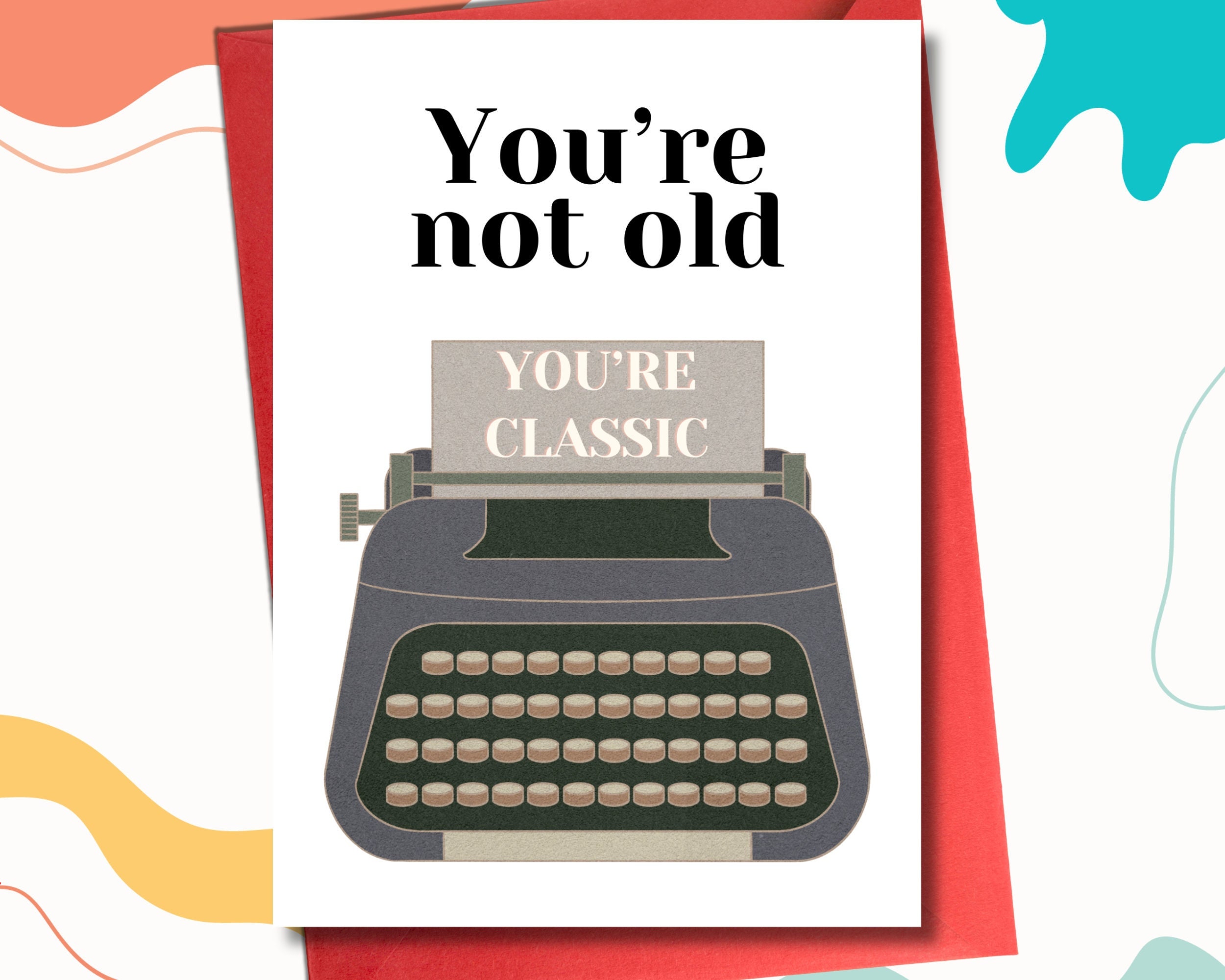Printable Birthday Card With Funny Typewriter Joke Hilarious Digital