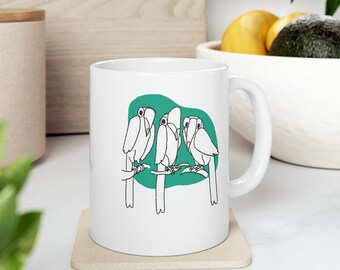 Toucan, Birder Mug, Illustrated Mug, Birdwatcher Mug, Funny Birdwatching,  Bird Lover, Exotic Bird, Tea Addict, Ceramic Mug, 11oz