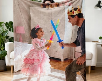 Custom Dad Photo Blanket Gift from Daughter Son, Personalized Birthday Father's Day Gift