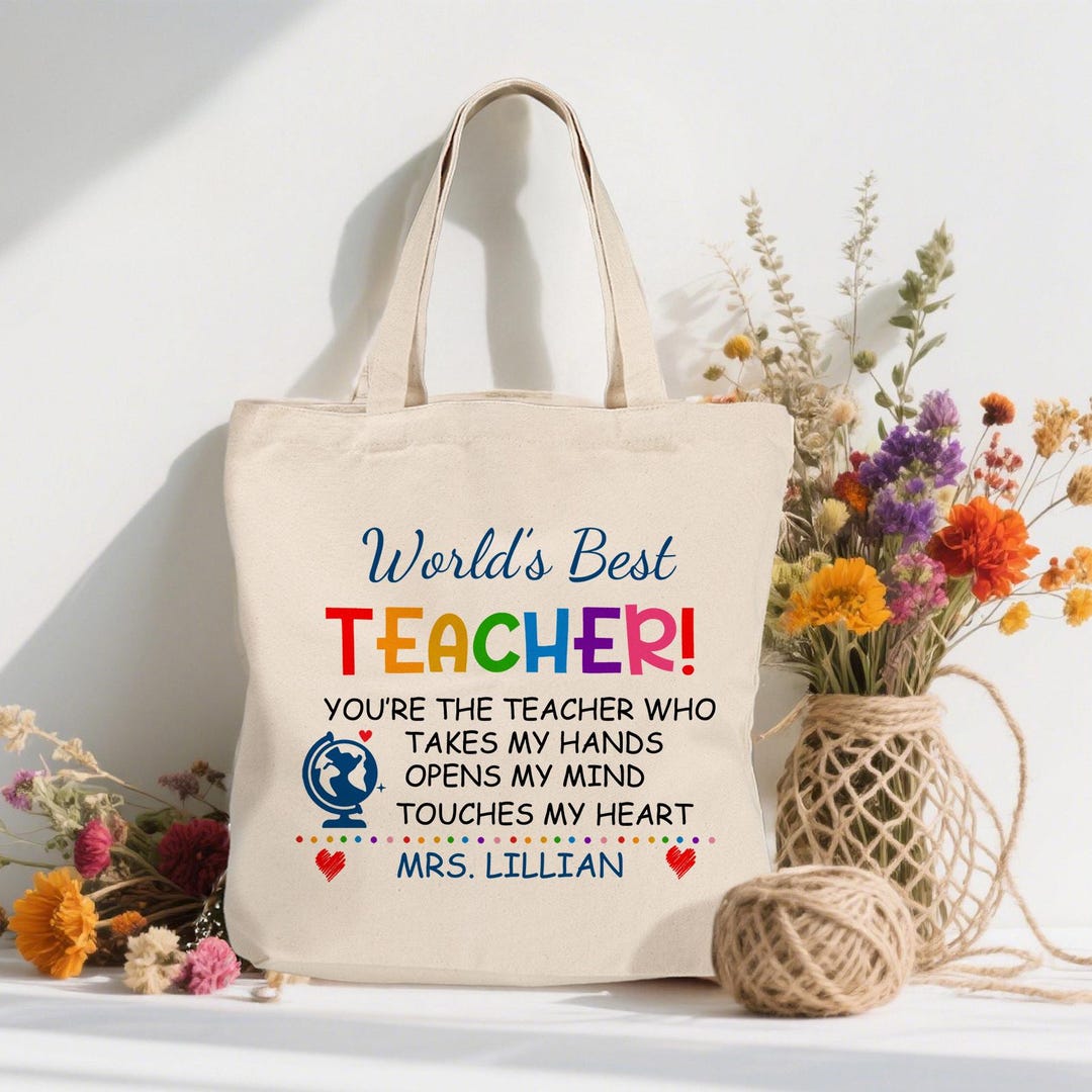 Customizable Teacher Tote Bag, Teacher Appreciation Gift, Teacher Bag ...