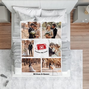Manta con fotos personalizadas para parejas, manta con collage de fotos personalizado, manta de boda con 6 imágenes, regalos de aniversario, regalo para parejas
