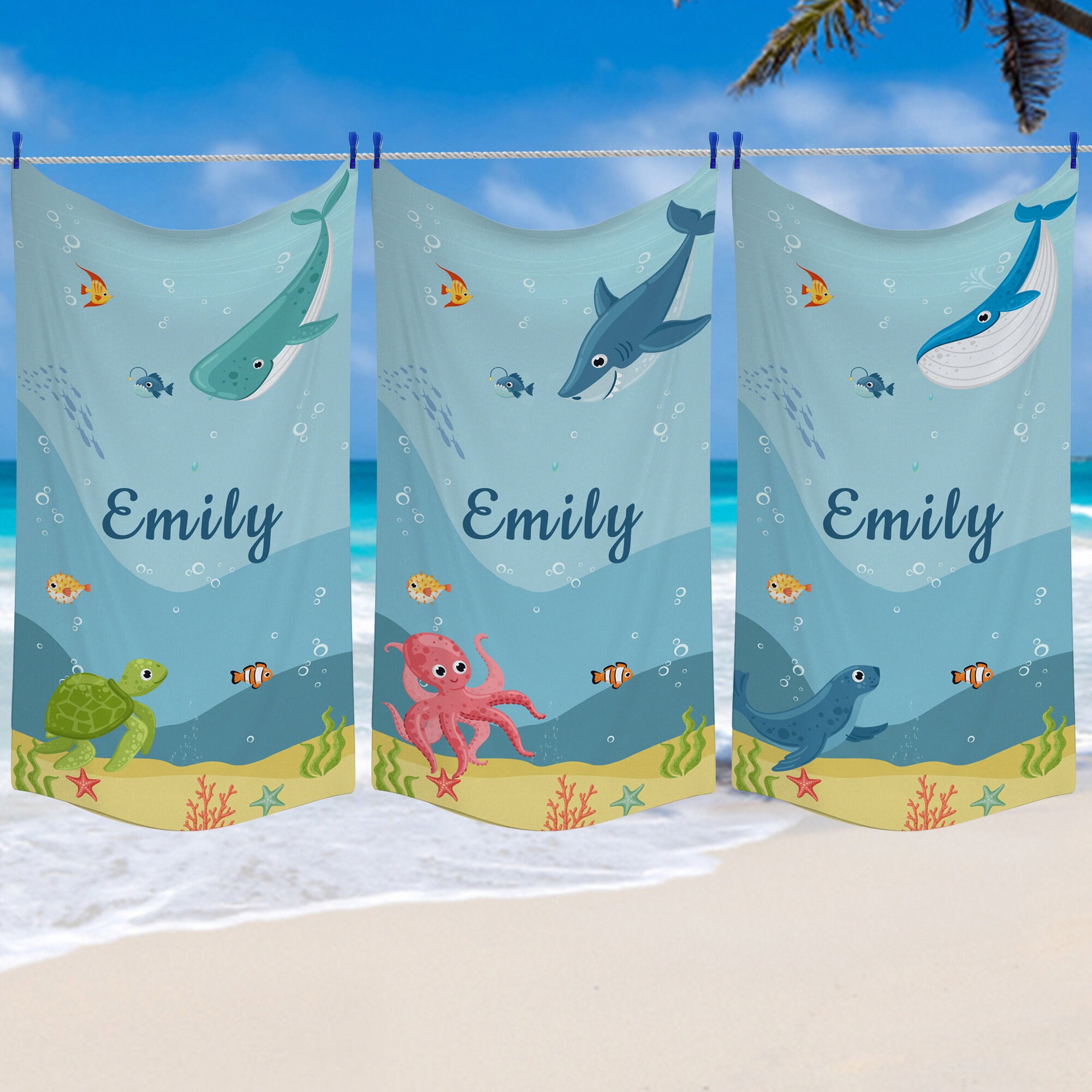 Personalized Kids Beach Towel, Custom Name Beach Towels for Girls/boys, Vacation Gift, Beach ...