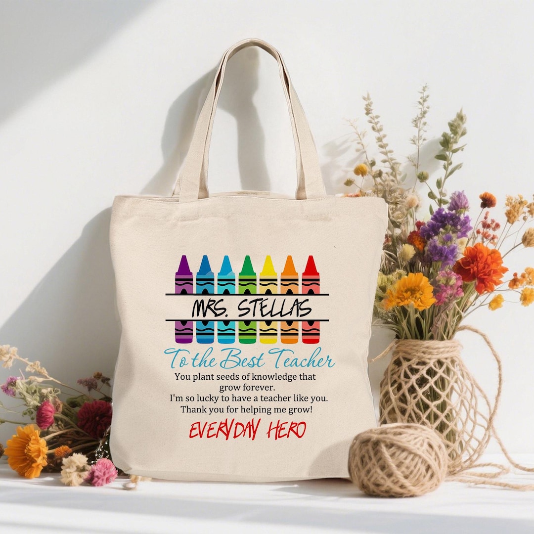Personalized Teacher Tote Bag: Custom Cotton Canvas Appreciation Gift ...