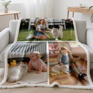 Custom Photo Sherpa Blanket: Personalized Family Collage Gift