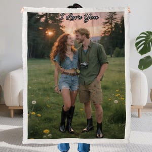 Personalized Photo Collage Sherpa Blanket: Custom Couple Gift