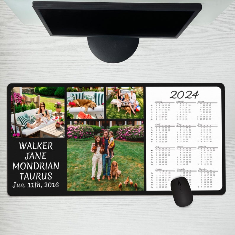 Custom Mouse Pad With Your Photo Text Personalized 2024 Calendar Large