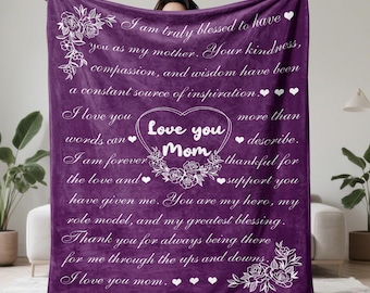 Custom Love You Mom Fleece Blanket, Personalized Mother's Day Gift
