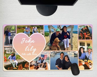 Custom Valentine Mouse Pad with Your Photo Text | Personalized Wedding Anniversary Large Desk Pad |  Valentine's Day Gift| Desk Accessories