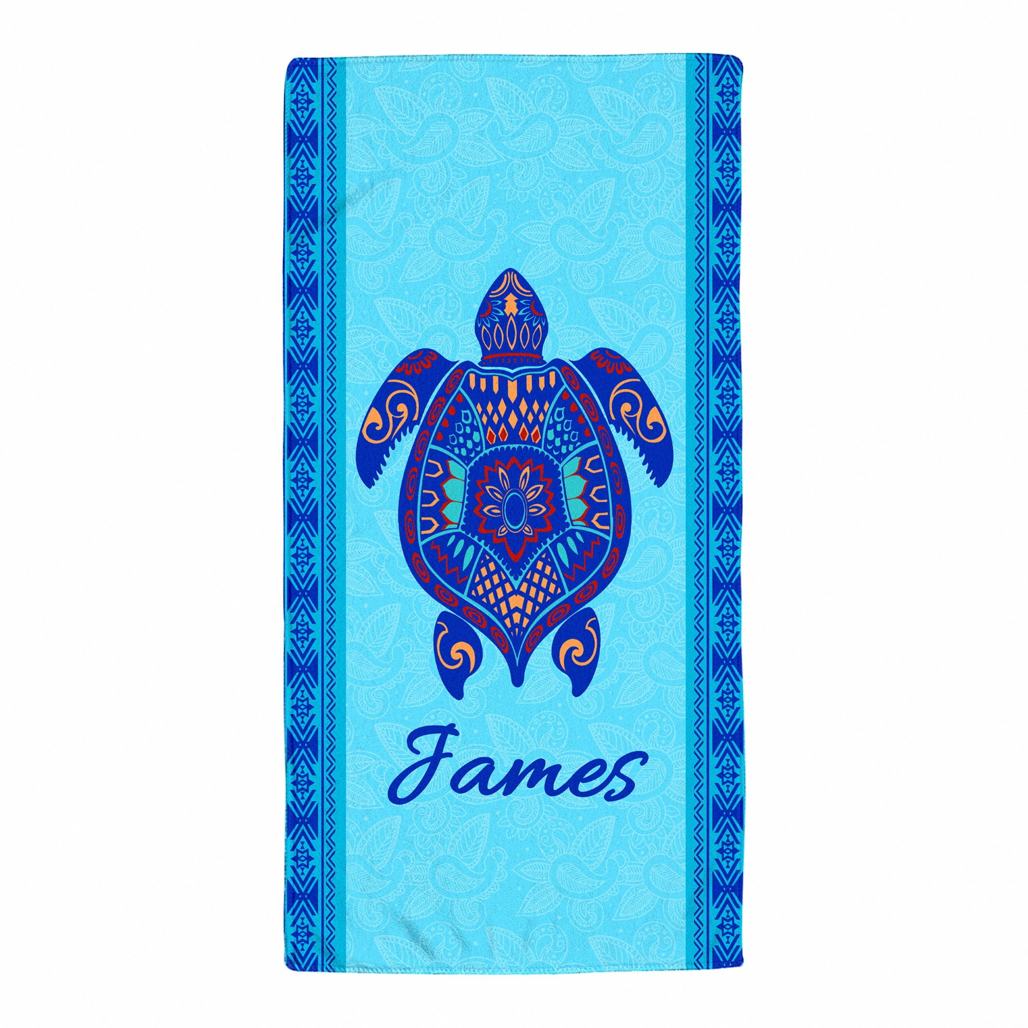 💖Buy 2 Free Shipping💖Custom Colourful Sea Turtle Beach Towel, Personalized Beach Towel with Name, Outside Vacation Gift