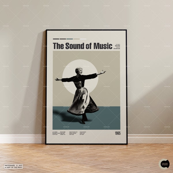 The Sound of Music, Vintage Inspired Movie, Retro Movie Poster, Vintage Inspired Poster, Mid Century Poster, Movie Poster, Custom Poster