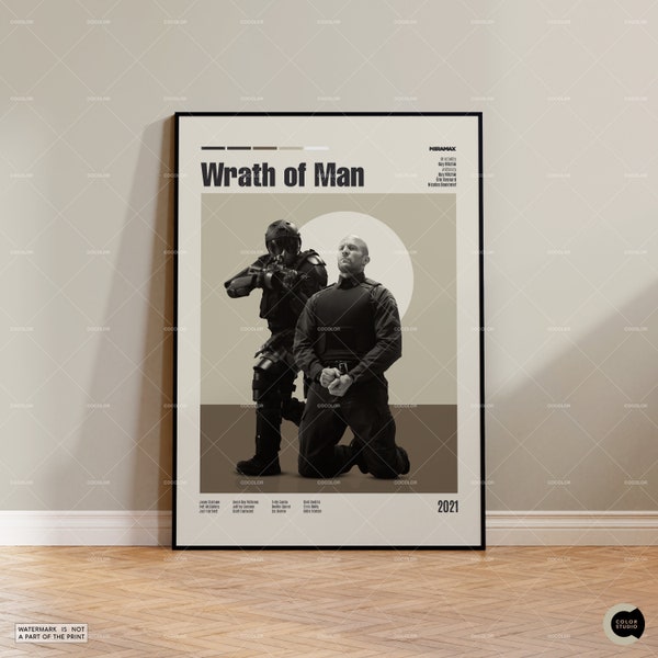 Wrath of Man, Guy Ritchie, Jason Statham, Retro Movie Poster, Midcentury Modern, Retro Tv Show Poster, Minimal Movie Art,Custom Movie Poster