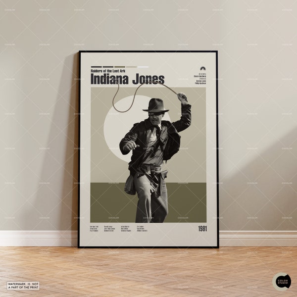 Indiana Jones, Steven Spielberg, Raiders of the Lost Ark, Retro Modern Movie Poster, Vintage Inspired Poster, Custom Movie Poster