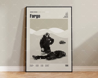 Fargo, Joel Coen, Ethan Coen, Retro Modern Movie Poster, Vintage Inspired Poster, Mid Century Poster, Movie Poster, Custom Movie Poster
