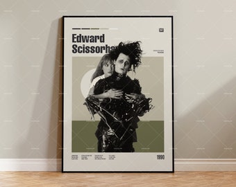 Edward mit den Scherenhänden, Retro Filmplakat, Midcentury Modern, Retro Tv-Serie Poster, Minimal Filmkunst, Beste Filme, Custom Filmplakat