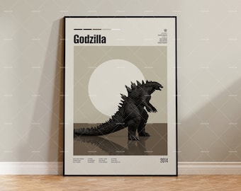 Godzilla, Retro Movie Poster, Midcentury Modern, Retro Tv Show Poster, Minimal Movie Art, Best Movies of All Time, Custom Movie Poster