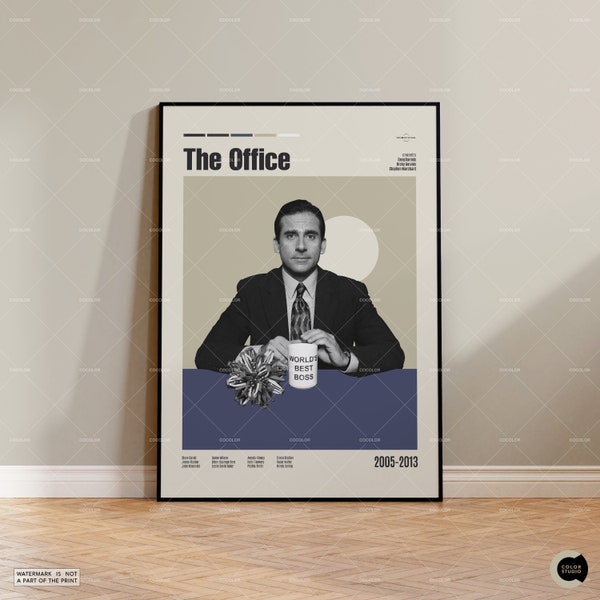 Le bureau, affiche d'inspiration rétro moderne, vintage, affiche moderne du milieu du siècle, affiche de film, abstrait minimaliste, affiche personnalisée