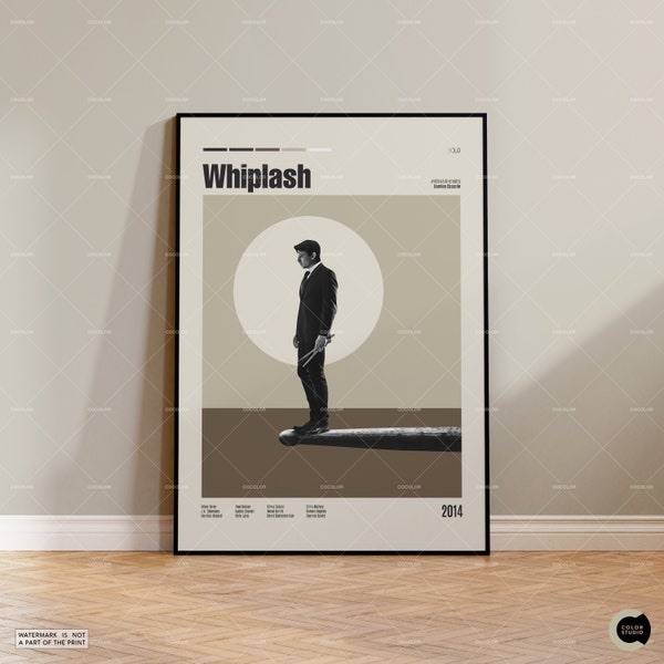 Whiplash, Damien Chazelle, Miles Teller, Retro Modern Movie Art, Vintage Inspired Poster, Mid Century Poster, Movie Poster, Custom Poster