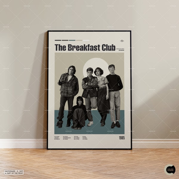 The Breakfast Club, John Hughes, Retro Movie Poster, Midcentury Modern, Retro Tv Show Poster, Minimal Movie Art, Custom Movie Poster