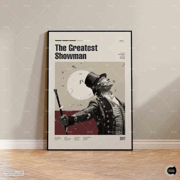 The Greatest Showman, Hugh Jackman, Retro Movie Poster, Midcentury Modern, Retro Tv Show Poster, Minimal Movie Art, Custom Movie Poster