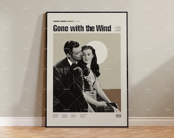 Gone with the Wind, Vintage Inspired Movie, Retro Modern, Vintage Inspired Poster, Mid Century Poster, Movie Poster, Custom Poster