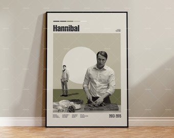 Hannibal, Mads Mikkelsen, TV Show Poster, Retro Movie Poster, Vintage Inspired Poster, Mid Century Poster, Custom Movie & TV Show Poster