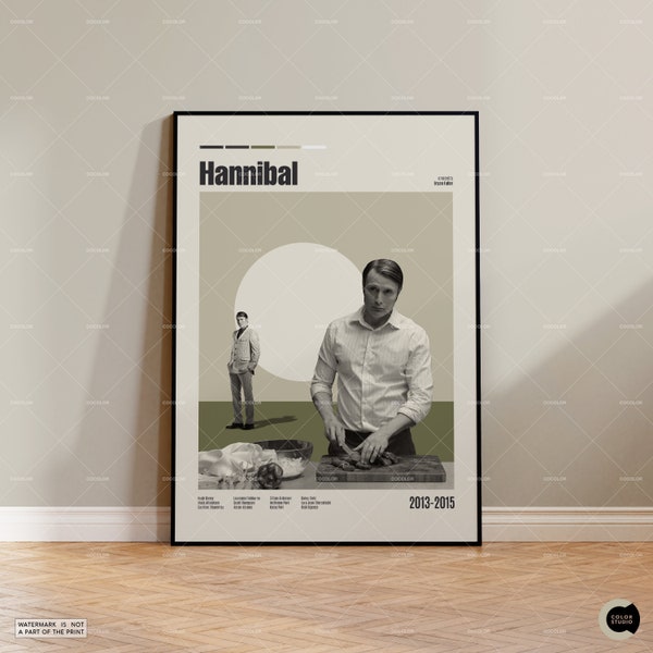 Hannibal, Mads Mikkelsen, TV-Serie Poster, Retro Film Poster, Vintage inspiriertes Plakat, Mid Century Plakat, Film & TV-Serie Poster