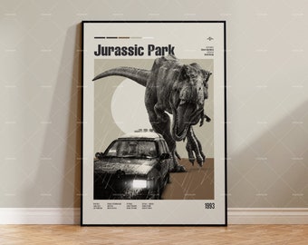 Jurassic Park, Steven Spielberg, Retro Modern Movie Poster, Vintage Inspired Poster, Mid Century Poster, Movie Poster, Custom Poster