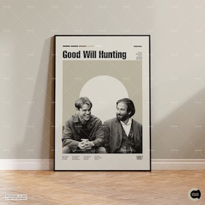 Good Will Hunting, Robin Williams, Matt Damon, Retro Modern Movie Poster, Vintage Inspired Poster, Mid Century Poster, Custom Movie Poster
