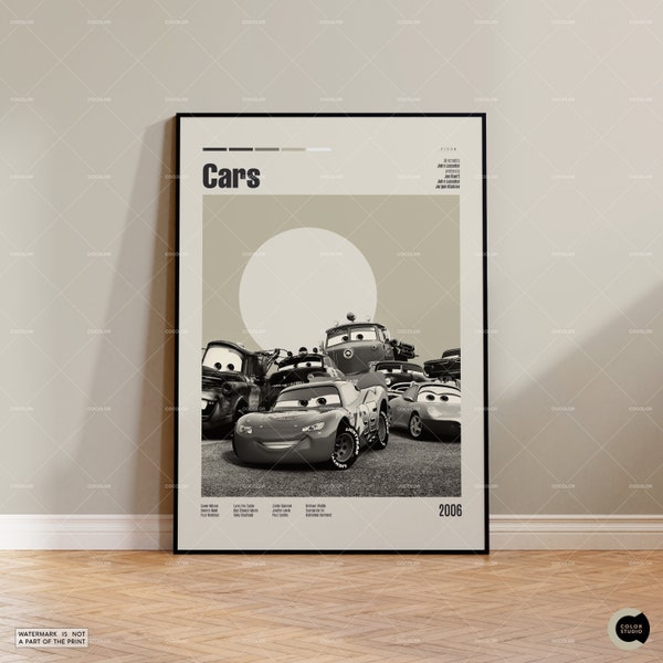 Auto's, retro filmposter, Midcentury Modern, Retro TV Show Poster, Minimal Movie Art, beste films aller tijden, aangepaste filmposter