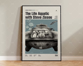 The Life Aquatic with Steve Zissou, Retro Movie Poster, Midcentury Modern, Retro Tv Show Poster, Minimal Movie Art, Custom Movie Poster