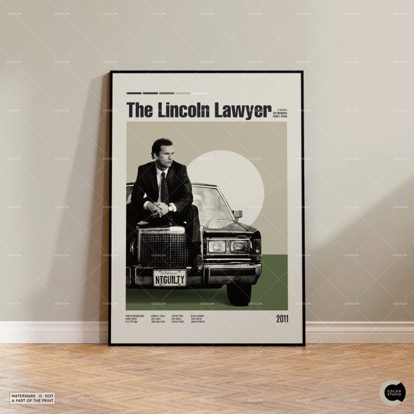 The Lincoln Lawyer, Brad Furman, Matthew McConaughey, Retro Modern, Vintage Inspired Poster, Mid Century Poster, Movie Poster, Custom Poster