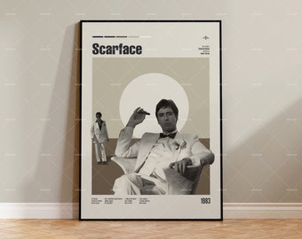 Scarface, Al Pacino, Oliver Stone, Retro Movie Poster, Midcentury Modern, Retro Tv Show Poster, Minimal Movie Art, Custom Movie Poster