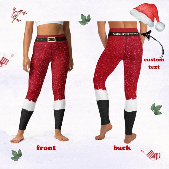Custom Christmas Leggings Women Personalizable Santa Pants Holiday themed Yoga Gift for Women Athletic Fitness Activewear Etsy