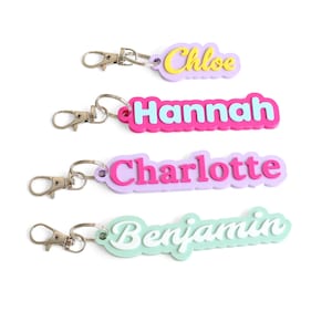 Colorful Custom Name Keychain | Personalized  2 Tone Color Name Tag | Custom Backpack Keychain | Birthday Gift | Bag Charm Accessories