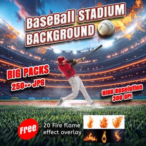 Achtergrond honkbalstadion | 250 digitale fotoachtergronden honkbalstadion | JPG-bestanden voor Photoshop-bewerkingen en -overlays, gratis item inbegrepen
