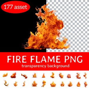 177 Fire Flame Light Effects PNG | Glowing Fire Overlay | Transparent Background Digital Download | AI Generated Light FX Bundle