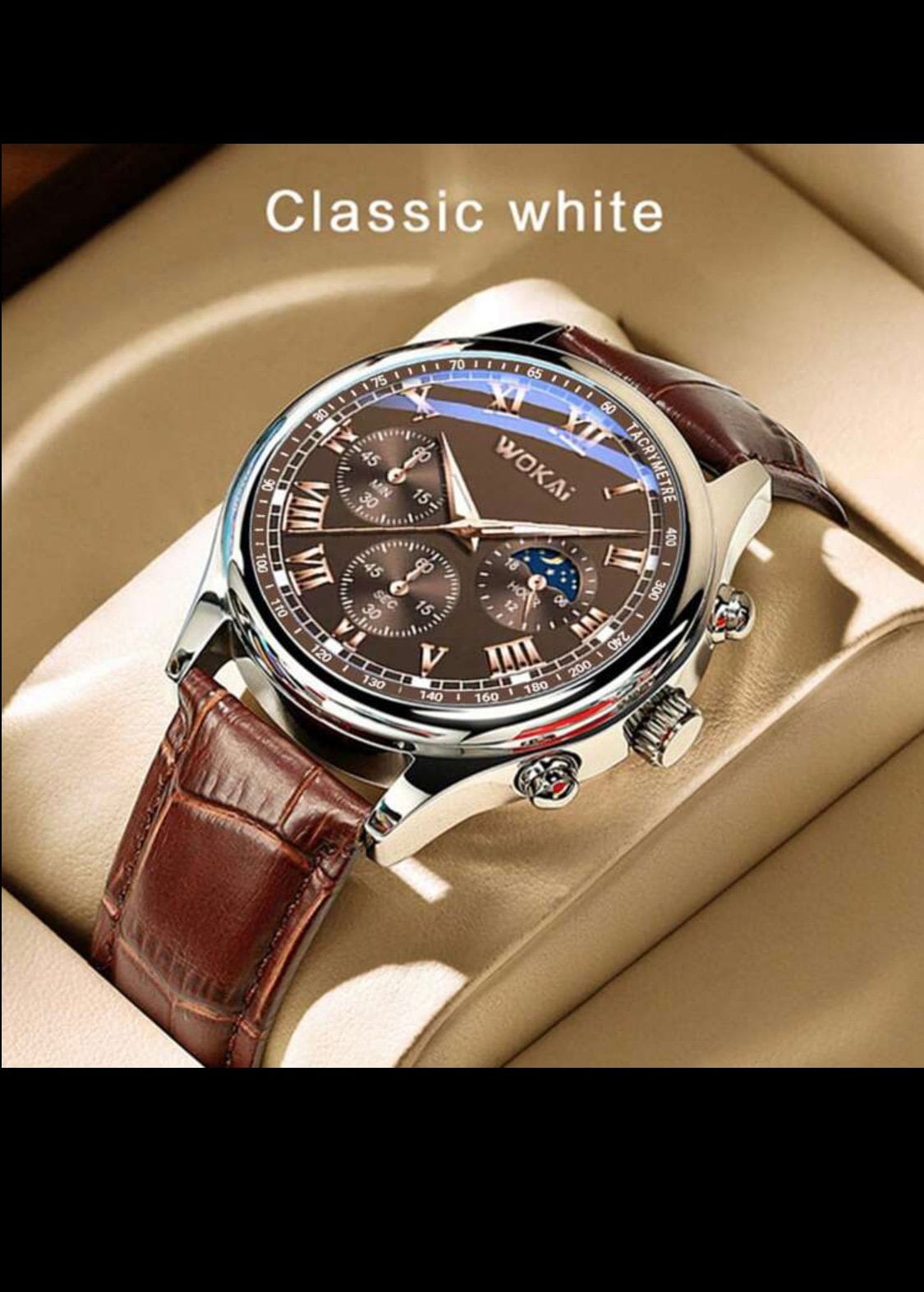Watches Men Fashion Sport Stainless Steel Case Leather Band Watch Quartz Business Wristwatch Male