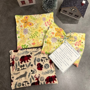 Microwavable Rice & Flaxseed Bag | Hot or Cold | Natural | Tummy Soother | Stress Relief | Sore Muscles | Reusable | 7 x 6"