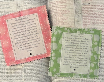 Pocket Prayer Quilt - handmade | Mourning Prayer | Grief & Mourning gift | Comfort Gift | Wood or plastic cross | Printed prayer poem