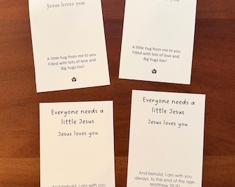 A Pocket Hug & Everyone needs a little Jesus Cards Only ~ Pocket size Christian gift ~ Bible study ministry church gift ~ small handout