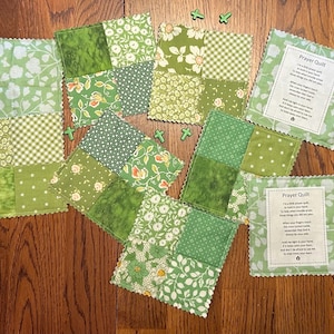 Mini gebedsquilt | Groen | Pocket-gebedsquilt met houten of plastic kruis | Gedrukt gebedsgedicht | Gebedskaart | Cadeau | Gebed | Handgemaakt
