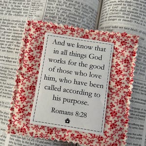 Pocket Prayer Quilt | Romans 8:28 | Wooden or plastic cross | Printed prayer poem | Prayer card | Handmade | Gift | Bible verse