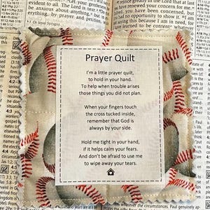 Mini coperta da preghiera / Baseball / Trapunta da preghiera tascabile con croce di legno o plastica / Poesia di preghiera stampata / Biglietto di preghiera / Regalo / Preghiera / Fatto a mano