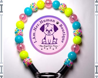 Lil Spring Confetti Beaded Dog Collar: Bubblegum Acrylic Bead, Custom Slip On