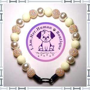 June Elegance | Birthday Dog Collar | Beaded Dog Collar | Bubblegum Dog Collar | Dog Pearls | Dog Necklace | Cream Pearl Dog Collar